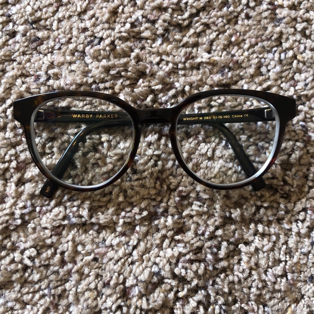 Warby Parker Wright glasses in dark tortoise